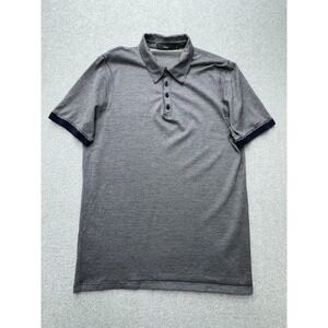 Z Zegna Polo Shirt Mens Medium Gray Short Sleeve 100% Cotton Casual Made Turkey